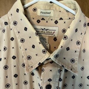 Natural Issue Men's Large Cream Patterned long sleeve Shirt